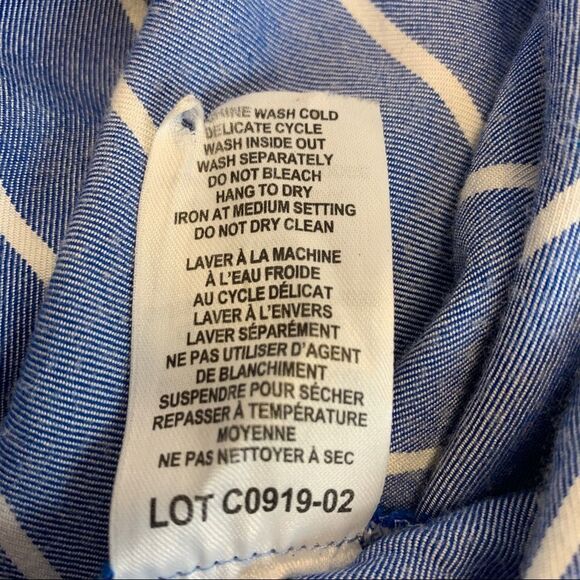 TAHARI blue white striped button down dress shirt Sz L - Picture 10 of 13